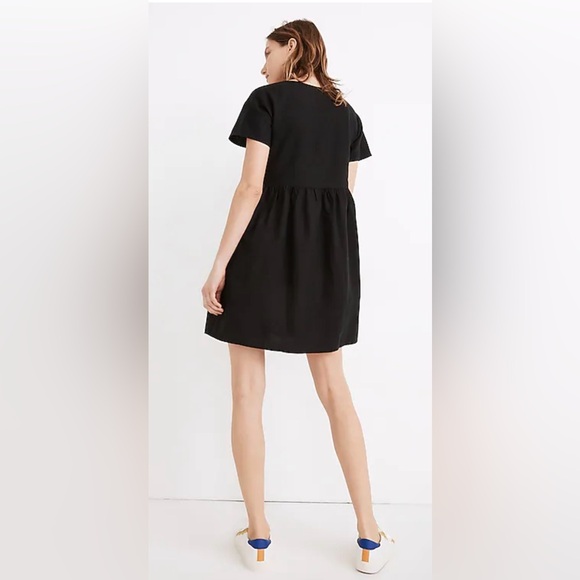 Madewell Black Linen-Blend Alexandra Button-Front Mini Dress XS (x-small) - Picture 3 of 7